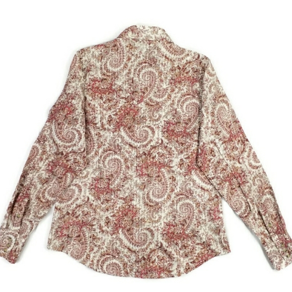Ariat Soft Orange Paisley Print Long Sleeve Pearl Snap Western Shirt Womens M - Picture 11 of 16
